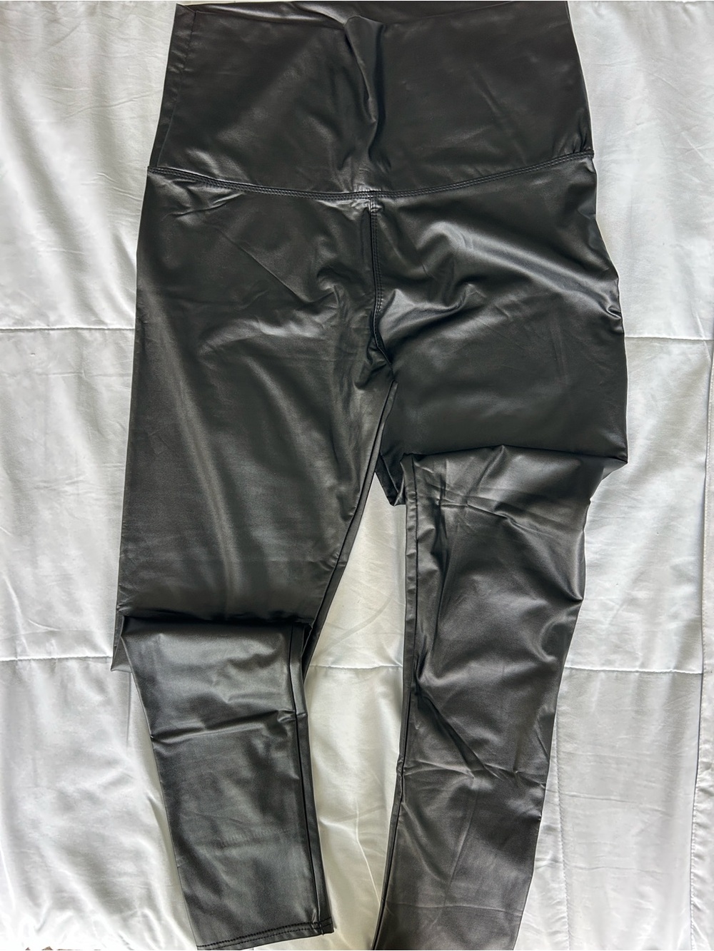 High-Waist Black Faux Leather Leggings for Women